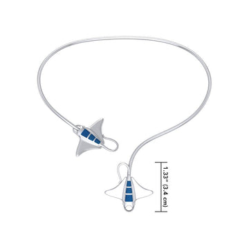 A worthwhile quest Silver with inlaid Manta Ray Wire Necklace TNC471 - Jewelry